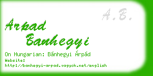 arpad banhegyi business card